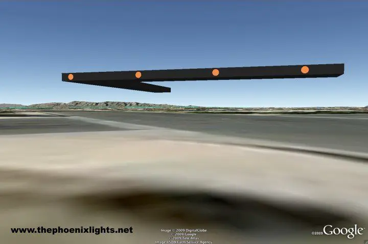 Here's an alt tag for the image: Phoenix Lights simulation model.