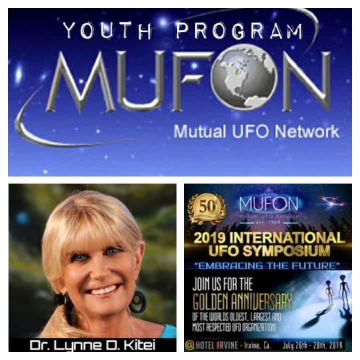 A picture of dr. Lynne kite and the mufon logo