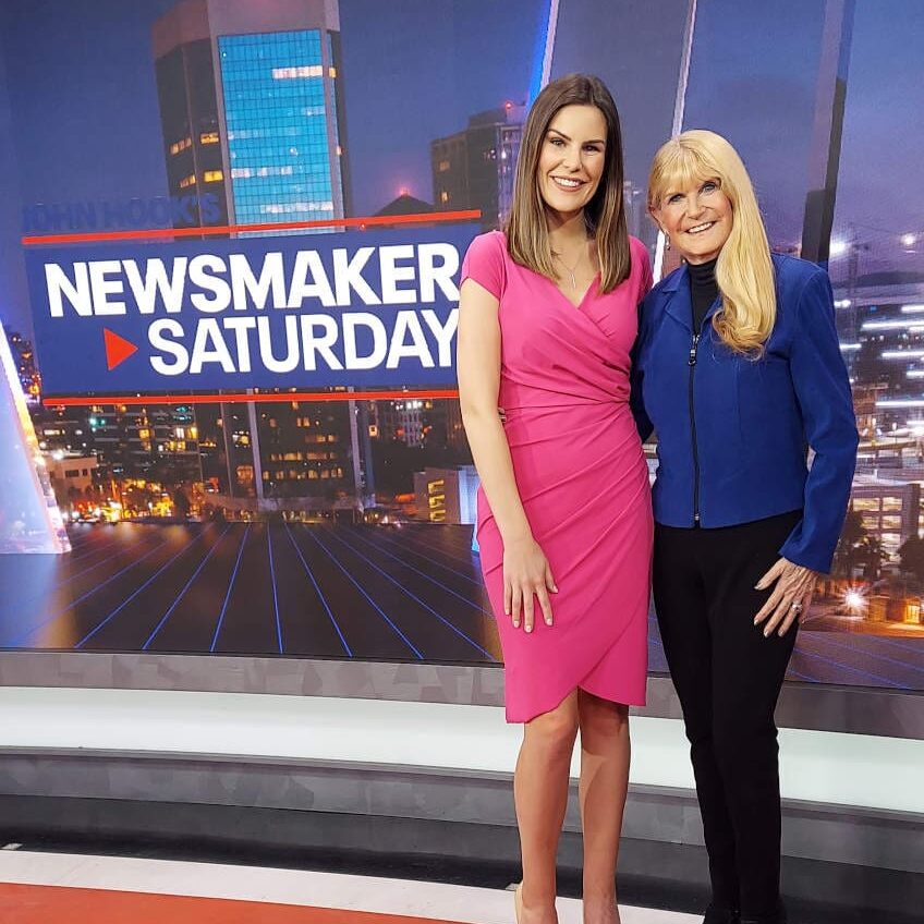 Newsmaker Saturday: two women on set.